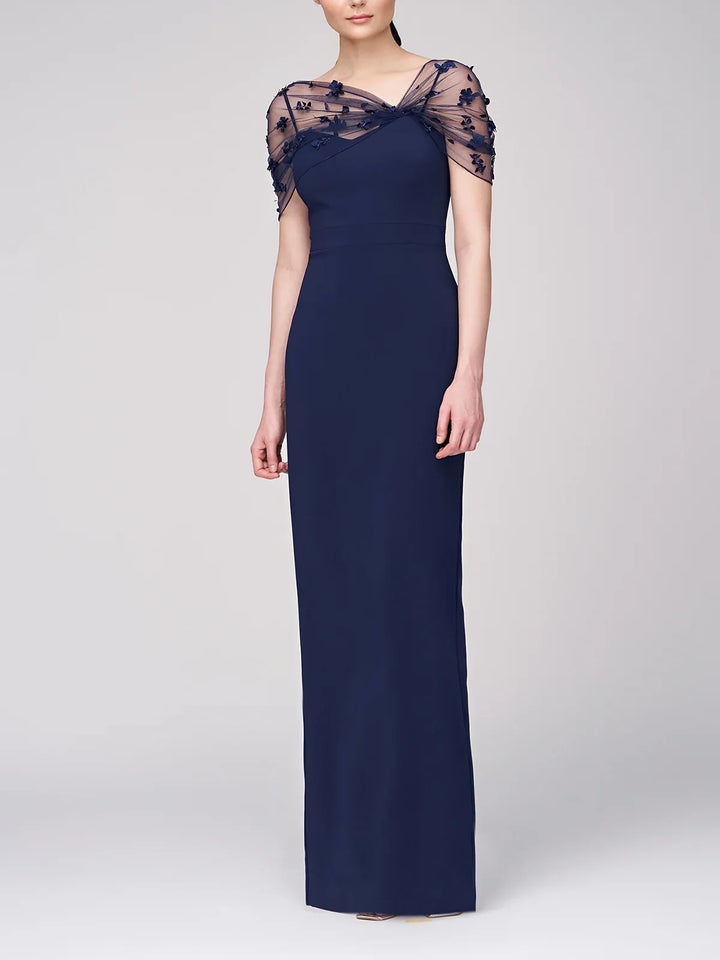 Sheath/Column Spaghetti Straps Sleeveless Floor-Length Mother of the Bride Dress with Watteau Train