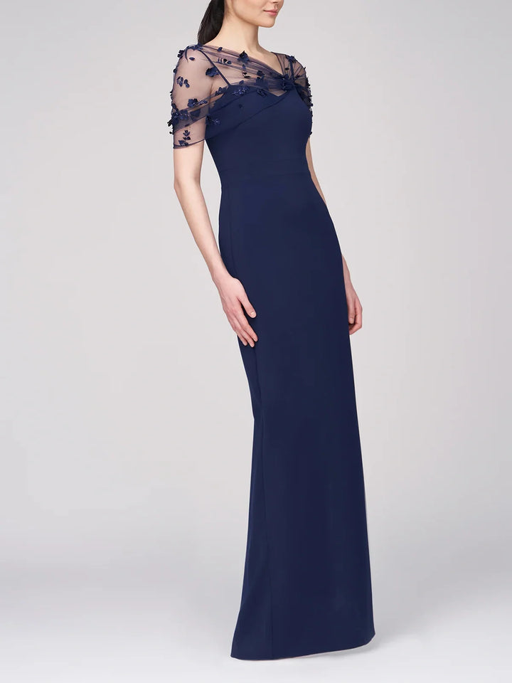 Sheath/Column Spaghetti Straps Sleeveless Floor-Length Mother of the Bride Dress with Watteau Train