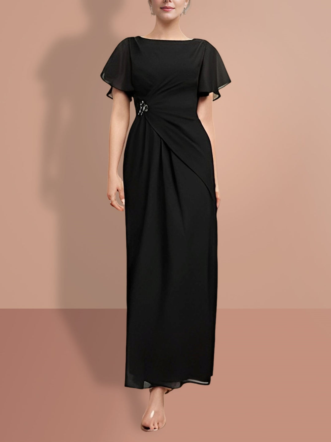 Sheath/Column Ankle-Length Short Sleeves Mother of the Bride Dresses