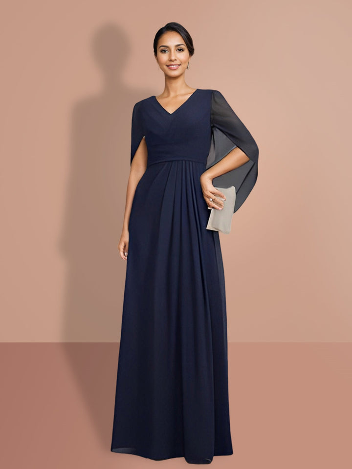 A-Line/Princess Half Sleeves  V Neck Mother Of The Bride Dresses