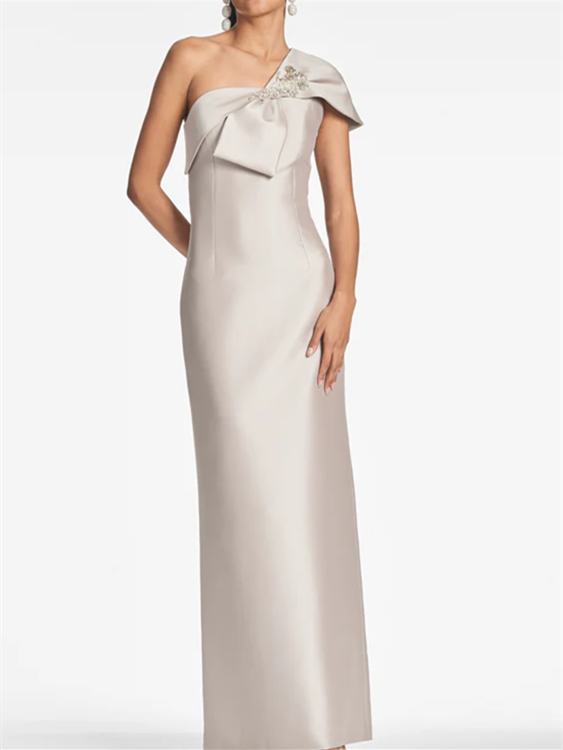 Sheath/Column One Shoulder Floor-Length Mother of the Bride Dresses