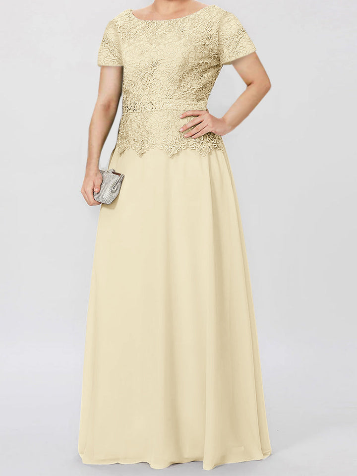 A-Line/Princess Short Sleeves Mother of the Bride Dresses with Applique & Sequins