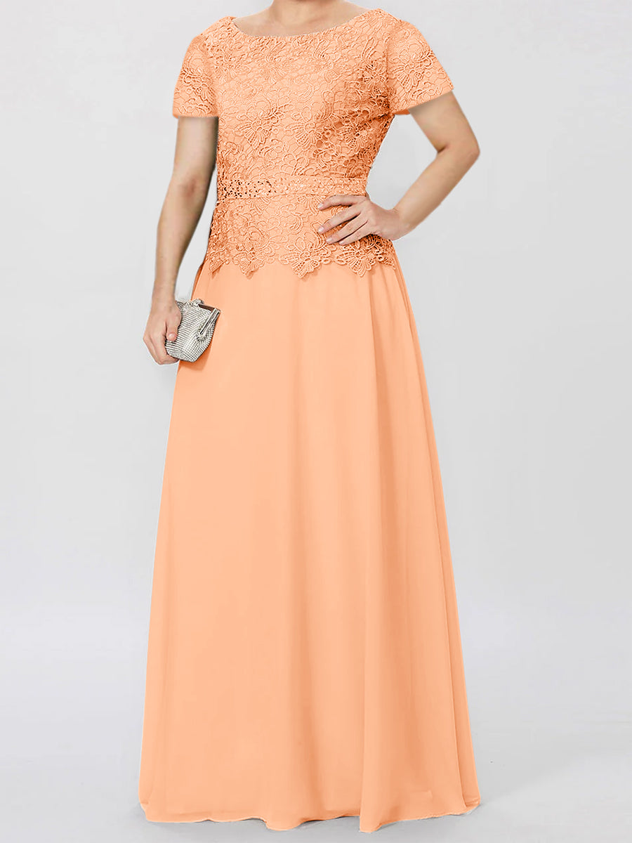 A-Line/Princess Short Sleeves Mother of the Bride Dresses with Applique & Sequins