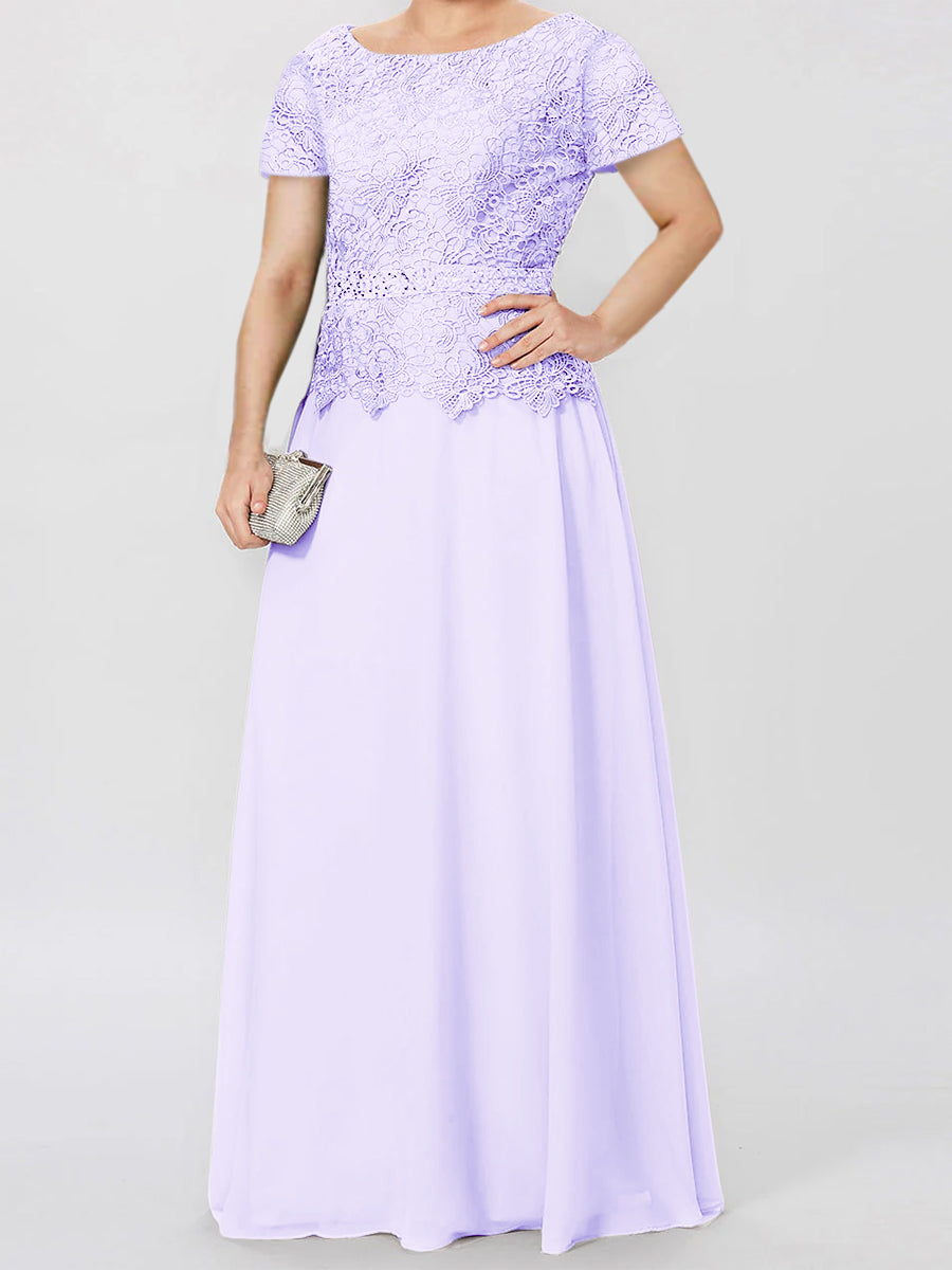 A-Line/Princess Short Sleeves Mother of the Bride Dresses with Applique & Sequins