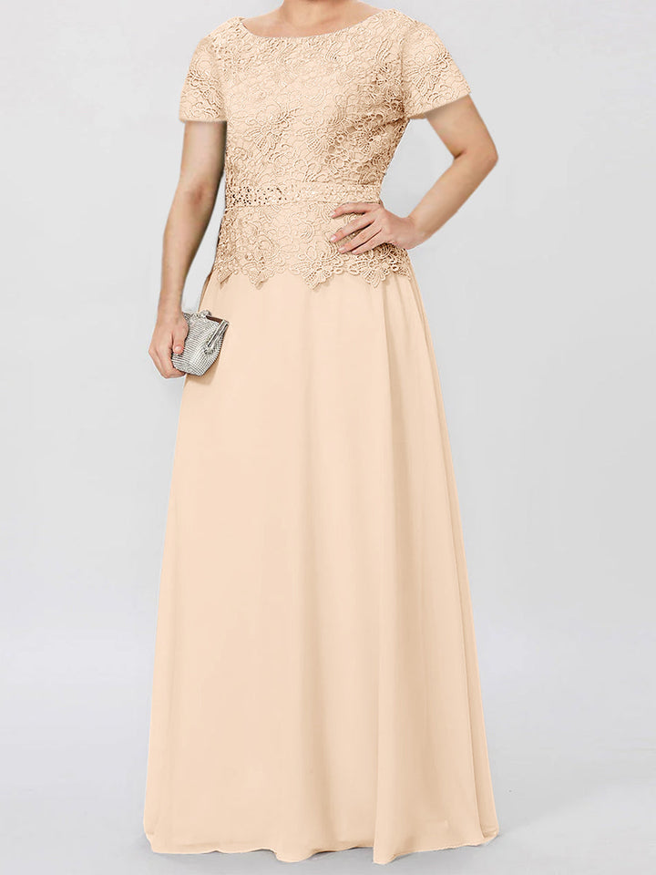 A-Line/Princess Short Sleeves Mother of the Bride Dresses with Applique & Sequins