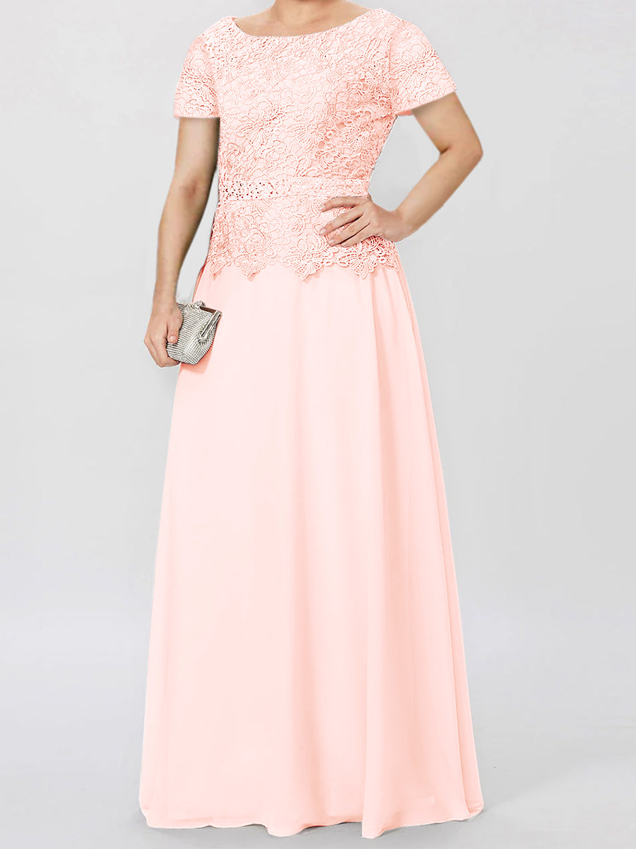 A-Line/Princess Short Sleeves Mother of the Bride Dresses with Applique & Sequins