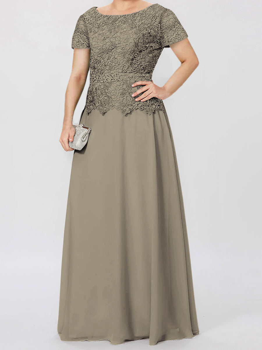 A-Line/Princess Short Sleeves Mother of the Bride Dresses with Applique & Sequins