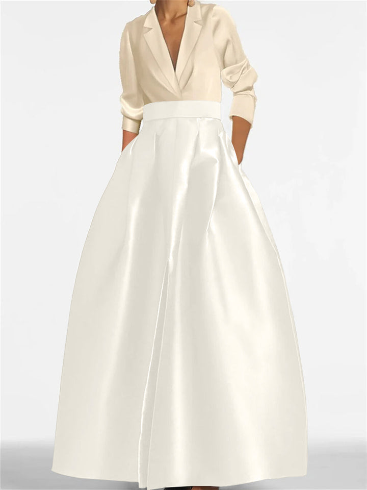 A-Line/Princess V-Neck Long Sleeves Mother Of The Bride Dresses With Pockets