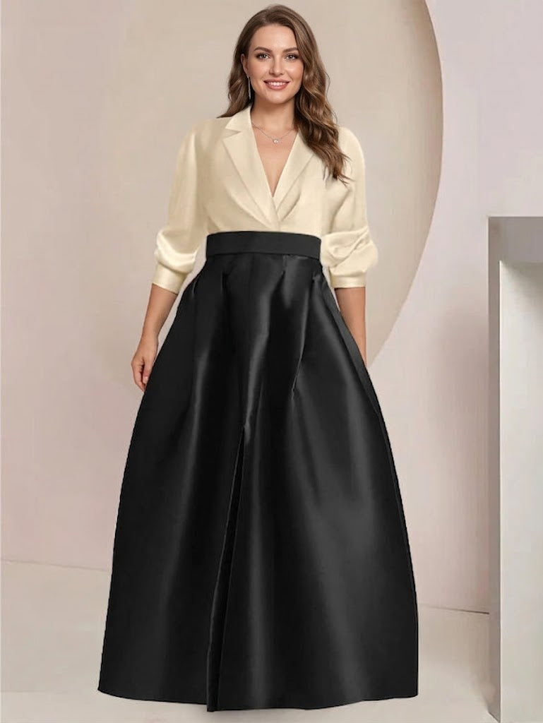 A-Line/Princess V-Neck Long Sleeves Plus Size Mother Of The Bride Dresses With Pockets