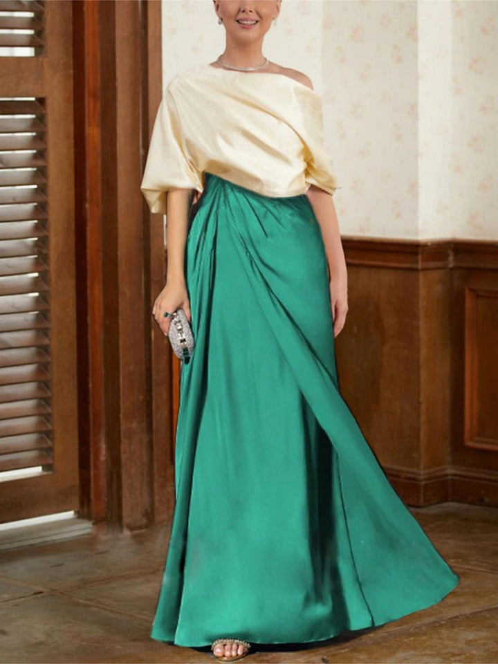 A-Line/Princess Half Sleeves Cowl Neck Mother of the Bride Dresses