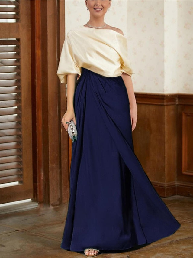 A-Line/Princess Half Sleeves Cowl Neck Mother of the Bride Dresses