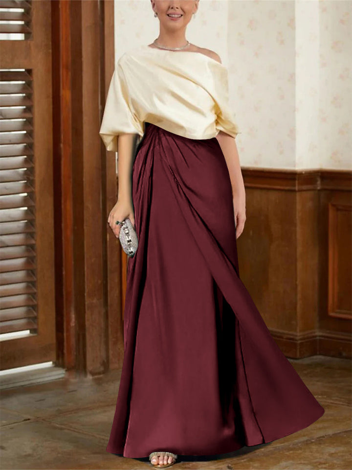 A-Line/Princess Half Sleeves Cowl Neck Mother of the Bride Dresses