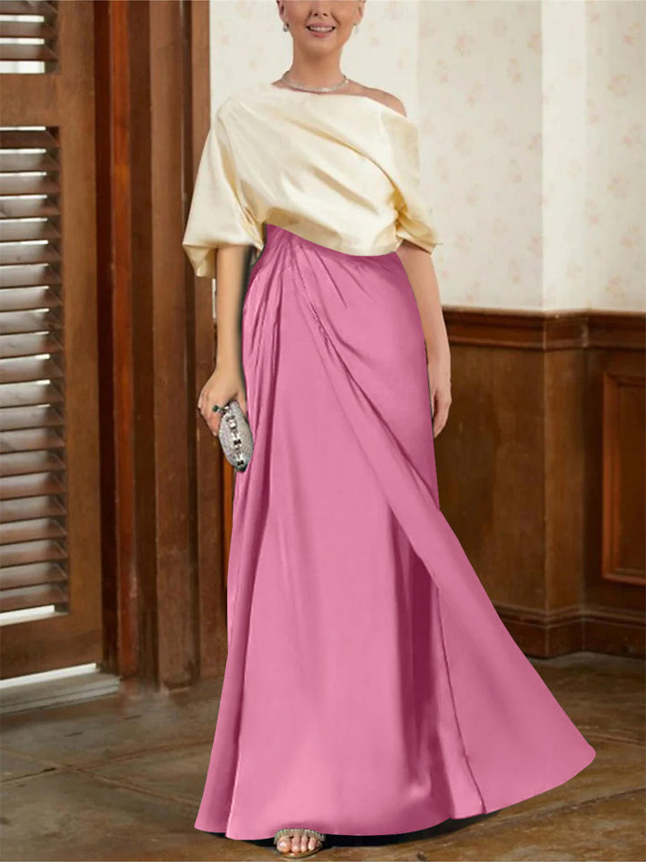 A-Line/Princess Half Sleeves Cowl Neck Mother of the Bride Dresses