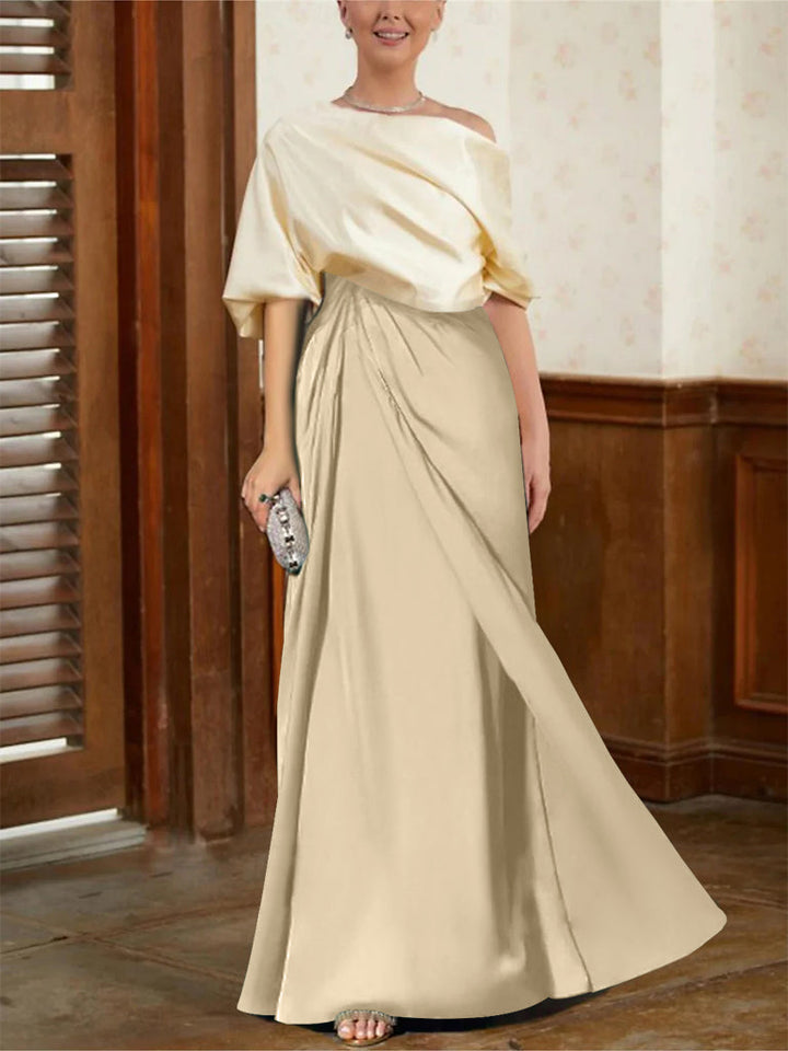 A-Line/Princess Half Sleeves Cowl Neck Mother of the Bride Dresses