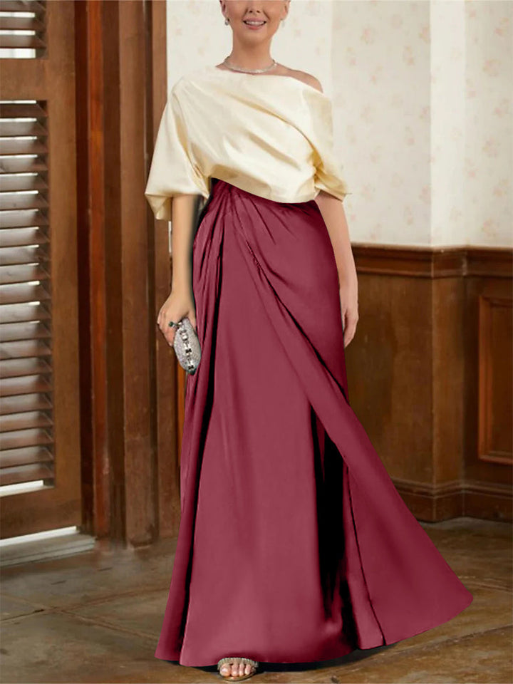 A-Line/Princess Half Sleeves Cowl Neck Mother of the Bride Dresses