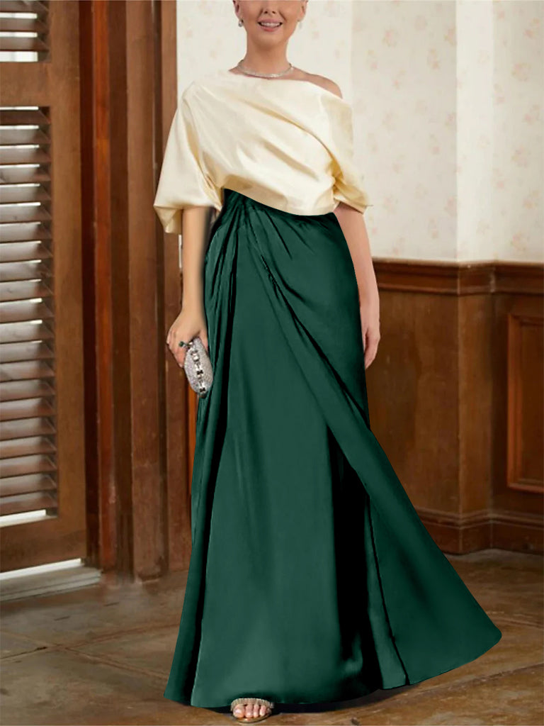 A-Line/Princess Half Sleeves Cowl Neck Mother of the Bride Dresses