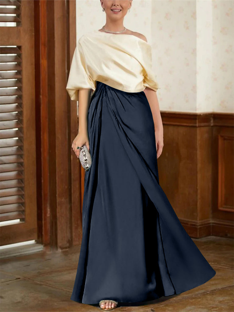 A-Line/Princess Half Sleeves Cowl Neck Mother of the Bride Dresses