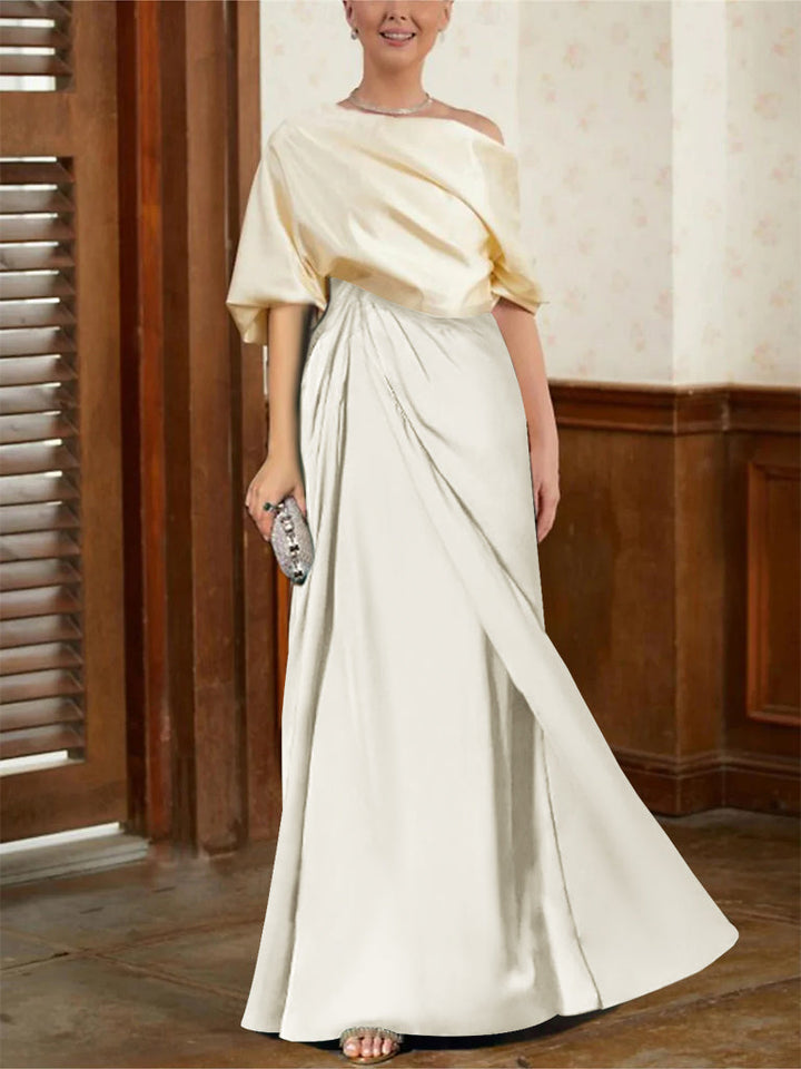 A-Line/Princess Half Sleeves Cowl Neck Mother of the Bride Dresses