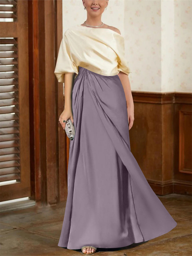 A-Line/Princess Half Sleeves Cowl Neck Mother of the Bride Dresses