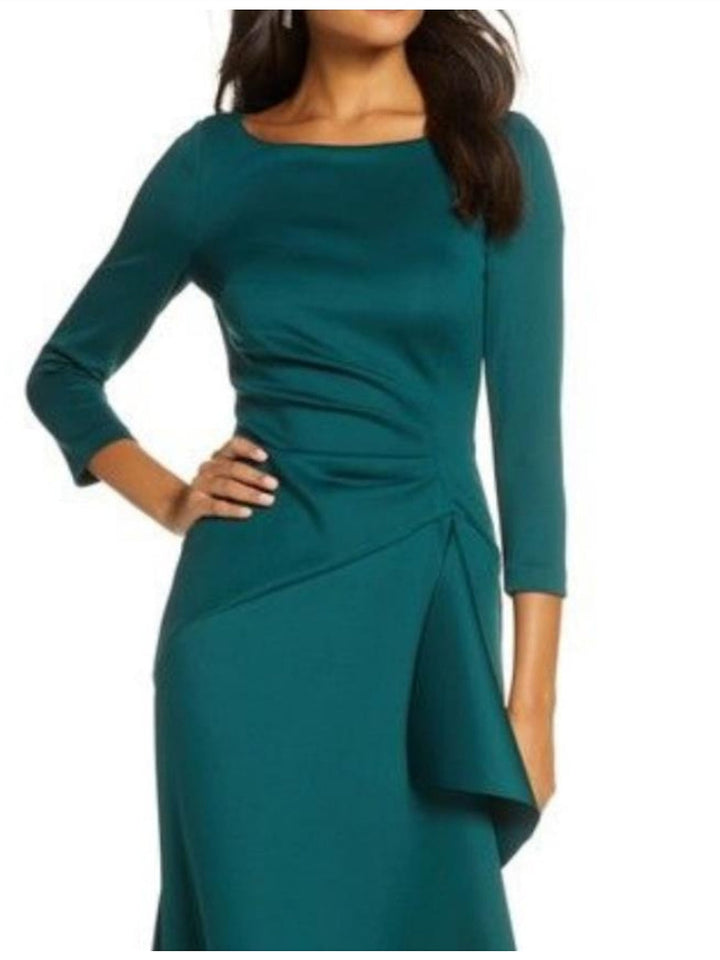 Sheath/Column 3/4 Sleeves Scoop Neck Mother of the Bride Dresses with Ruffles