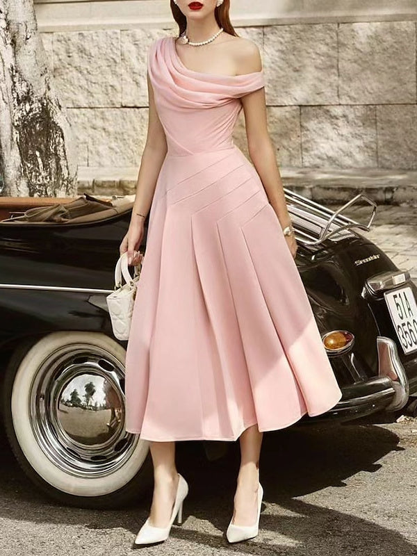 A-Line/Princess Sleeveless Tea-Length Wedding Guest Dresses