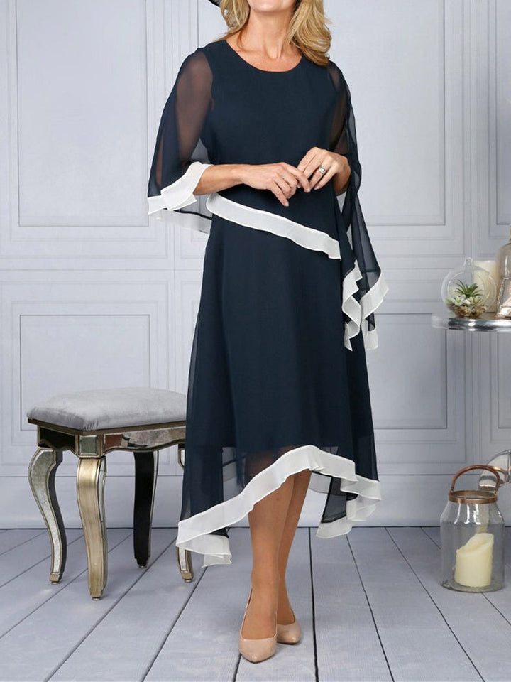 Sheath/Column Jewel Neck Asymmetrical Mother of the Bride Dresses