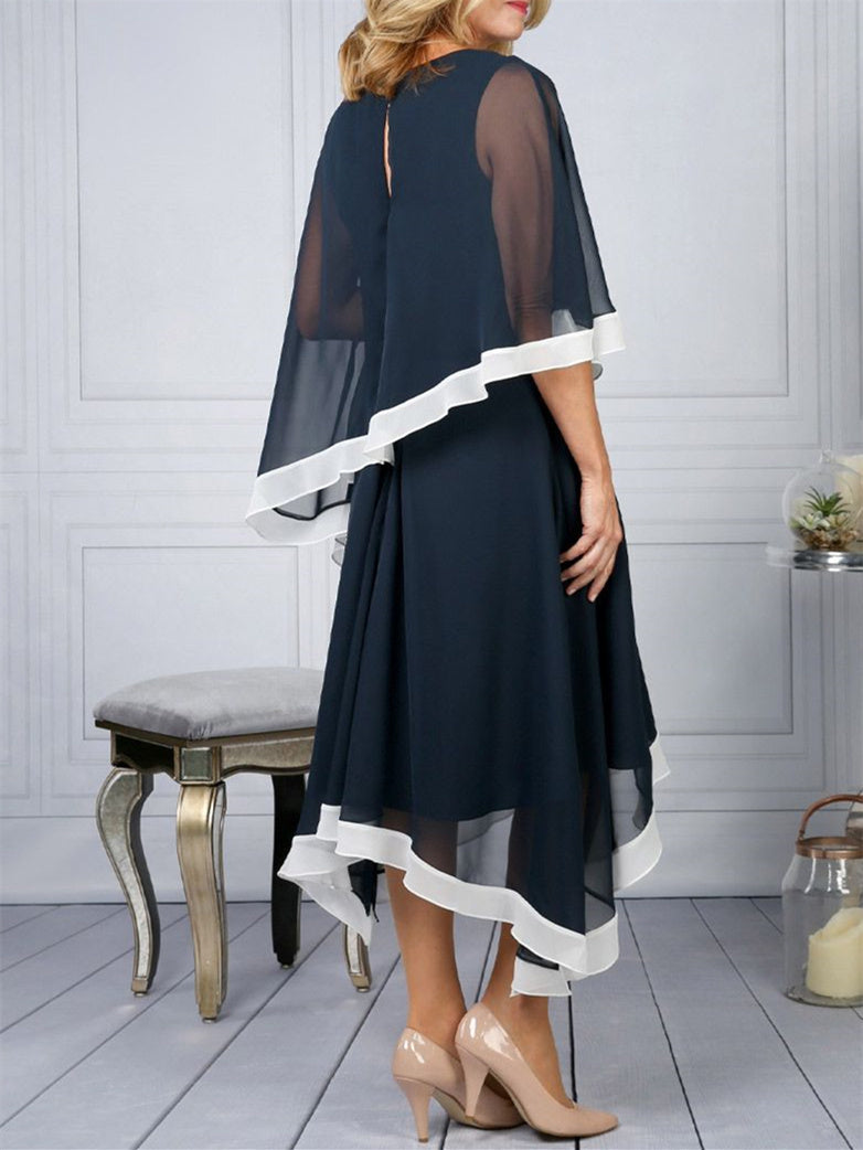 Sheath/Column Jewel Neck Asymmetrical Mother of the Bride Dresses