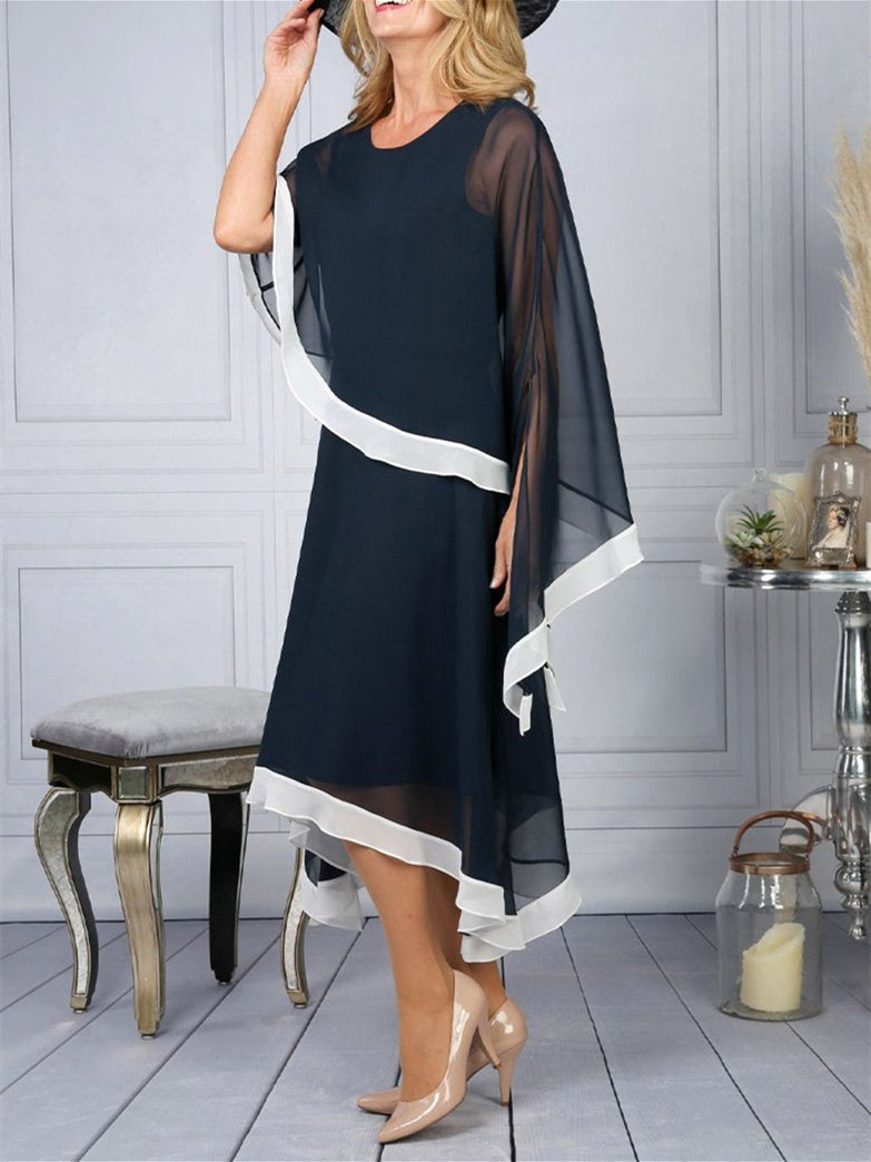 Sheath/Column Jewel Neck Asymmetrical Mother of the Bride Dresses