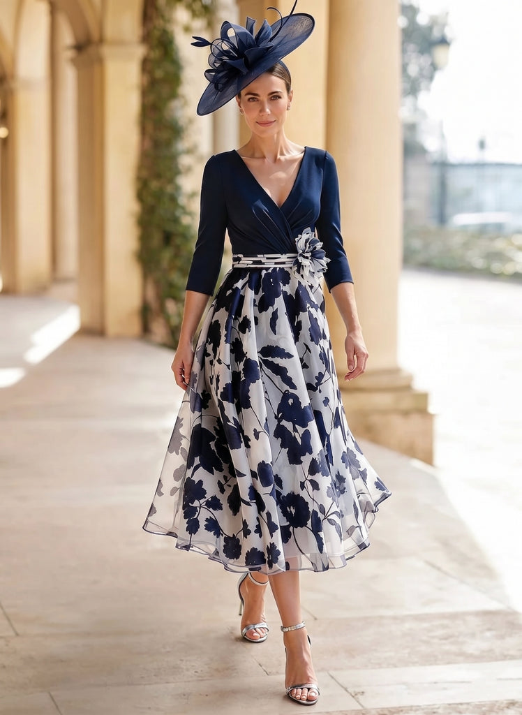 Lulus Floral Print Heavenly Hues Navy Blue Maxi Dress Luxurious Light Blue Mother Of The Bride