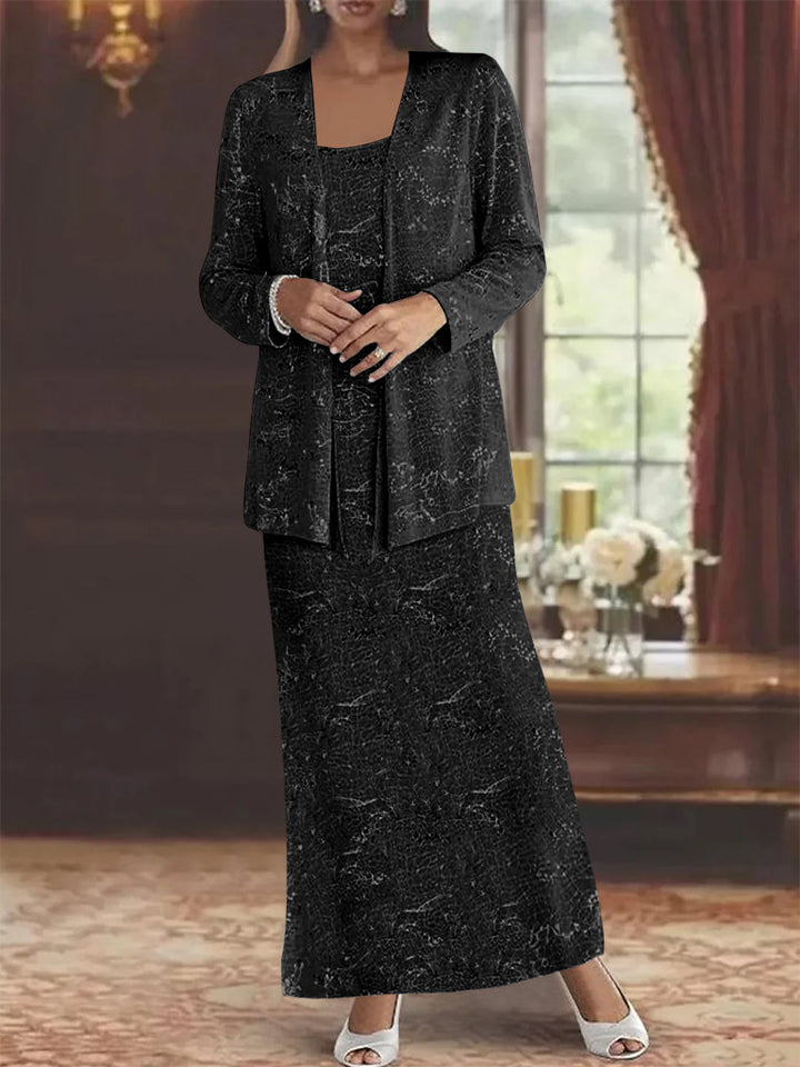 Chiffon Scoop Ankle-length Mother of the Bride Dresses with Sequins & Jacket