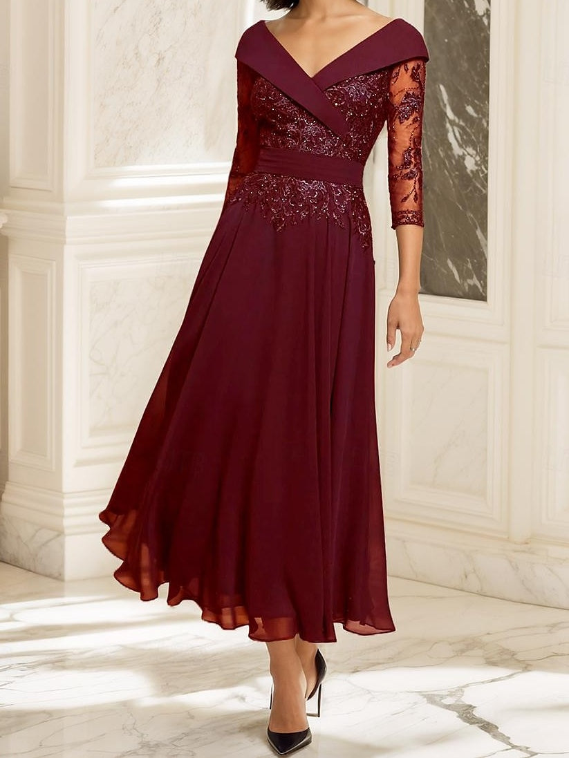 A-Line/Princess Sweetheart Half Sleeves Ankle-Length Mother of the Bride Dresses with Lace