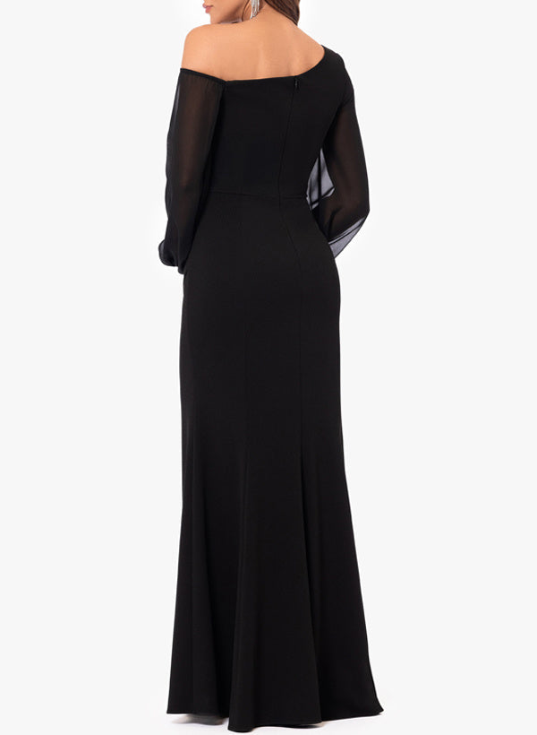 Trumpet/Mermaid Asymmetrical Floor Length  One Shoulder  Long Sleeves Mother Of The Bride Dresses Chiffon