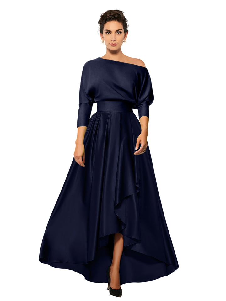 A-Line/Princess One-Shoulder 3/4 Sleeves Asymmetrical Mother of the Bride  & Groom Dresses