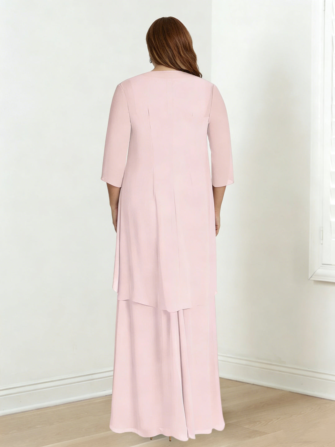 Sheath/Column V-Neck Sleeveless Floor-Length Plus Size Mother of the Bride Dresses with Wraps