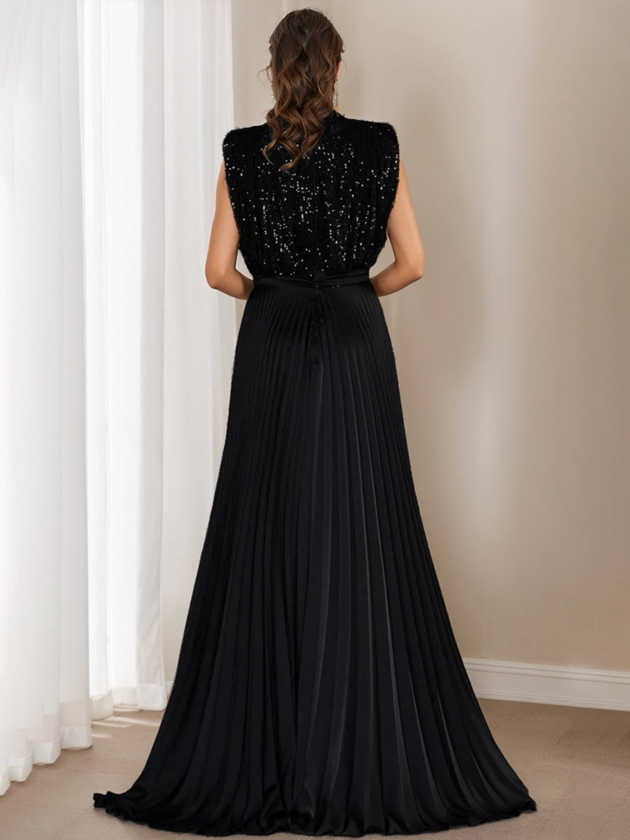 A-Line/Princess High Neck Sleeveless Mother of the Bride & Groom Dresses with Sequins & Ruffles