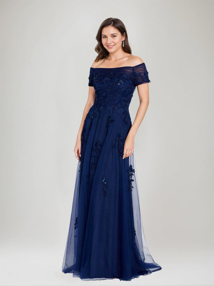 A-Line Off-the-Shoulder Sleeveless Mother Of The Bride & Groom Dresses with Appliques