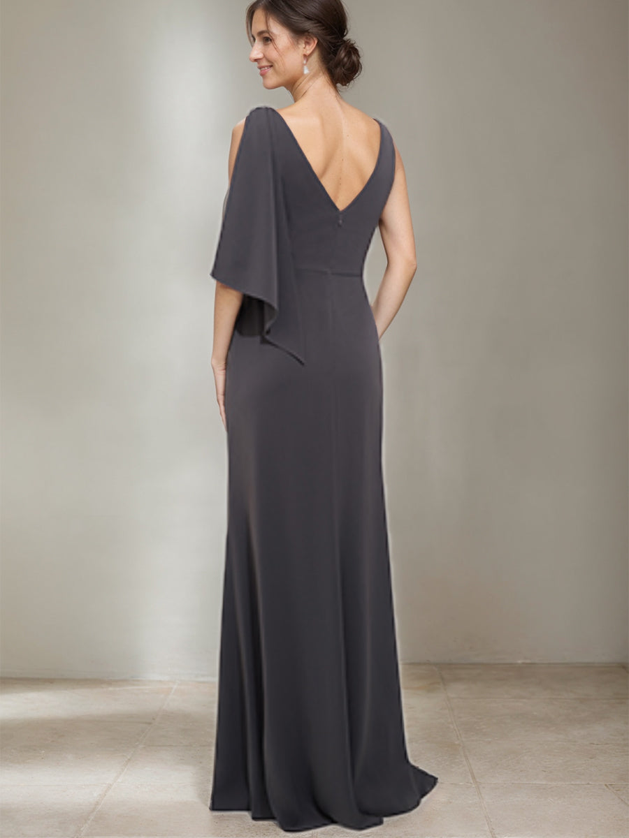 Sheath/Column Scoop Neck Mother Of The Bride & Groom Dresses with Beading & Split Side