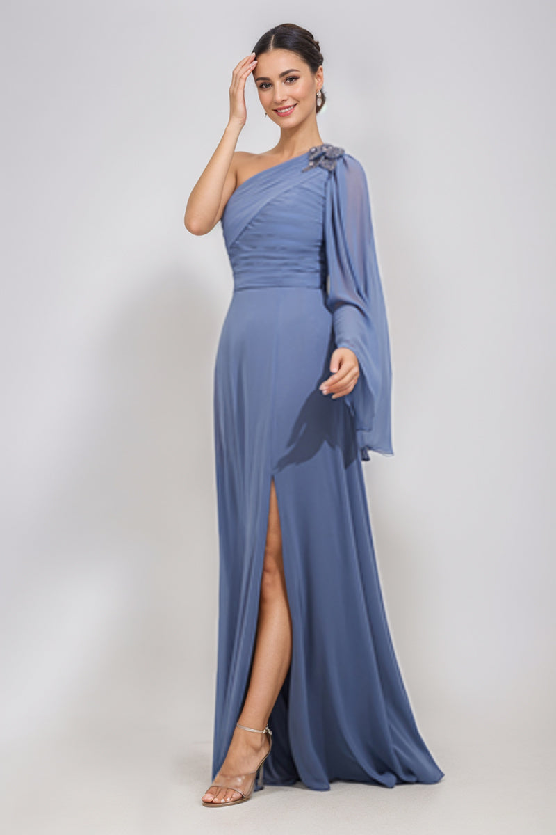 A-Line/Princess One-Shoulder Mother Of The Bride & Groom Dresses with Appliques & Side Slit