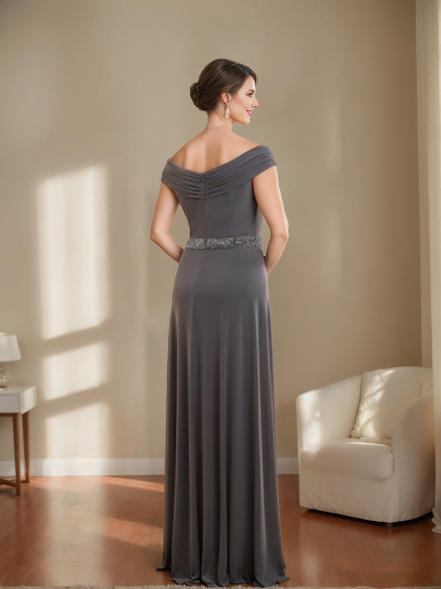 Sheath/Column V-Neck Ruched Mother Of The Bride Dresses with Beading