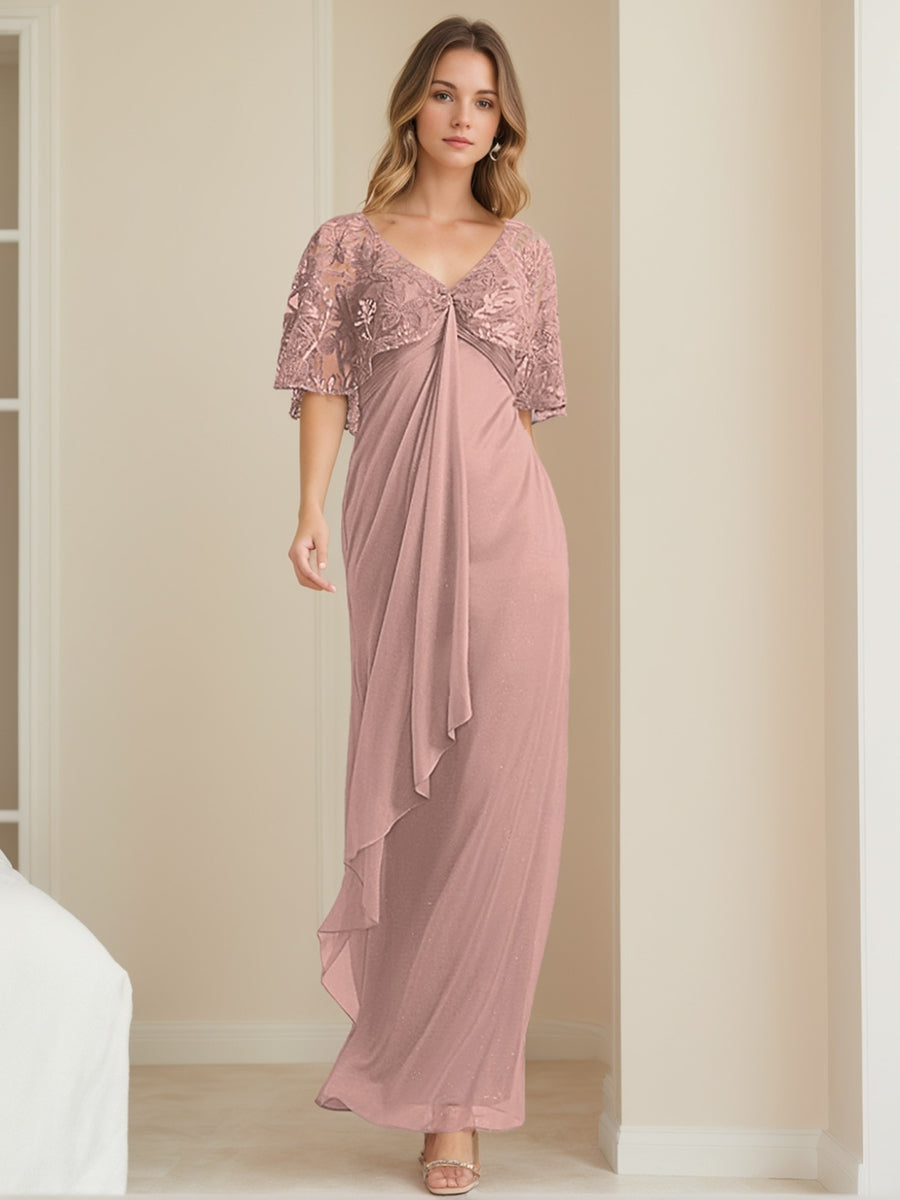 A-Line/Princess V-Neck Ankle-Length Elegant Mother of the Bride Dresses with Appliques