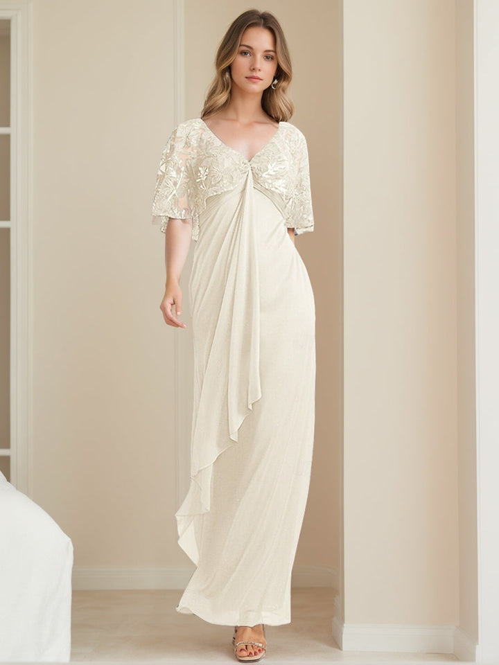 A-Line/Princess V-Neck Ankle-Length Elegant Mother of the Bride Dresses with Appliques