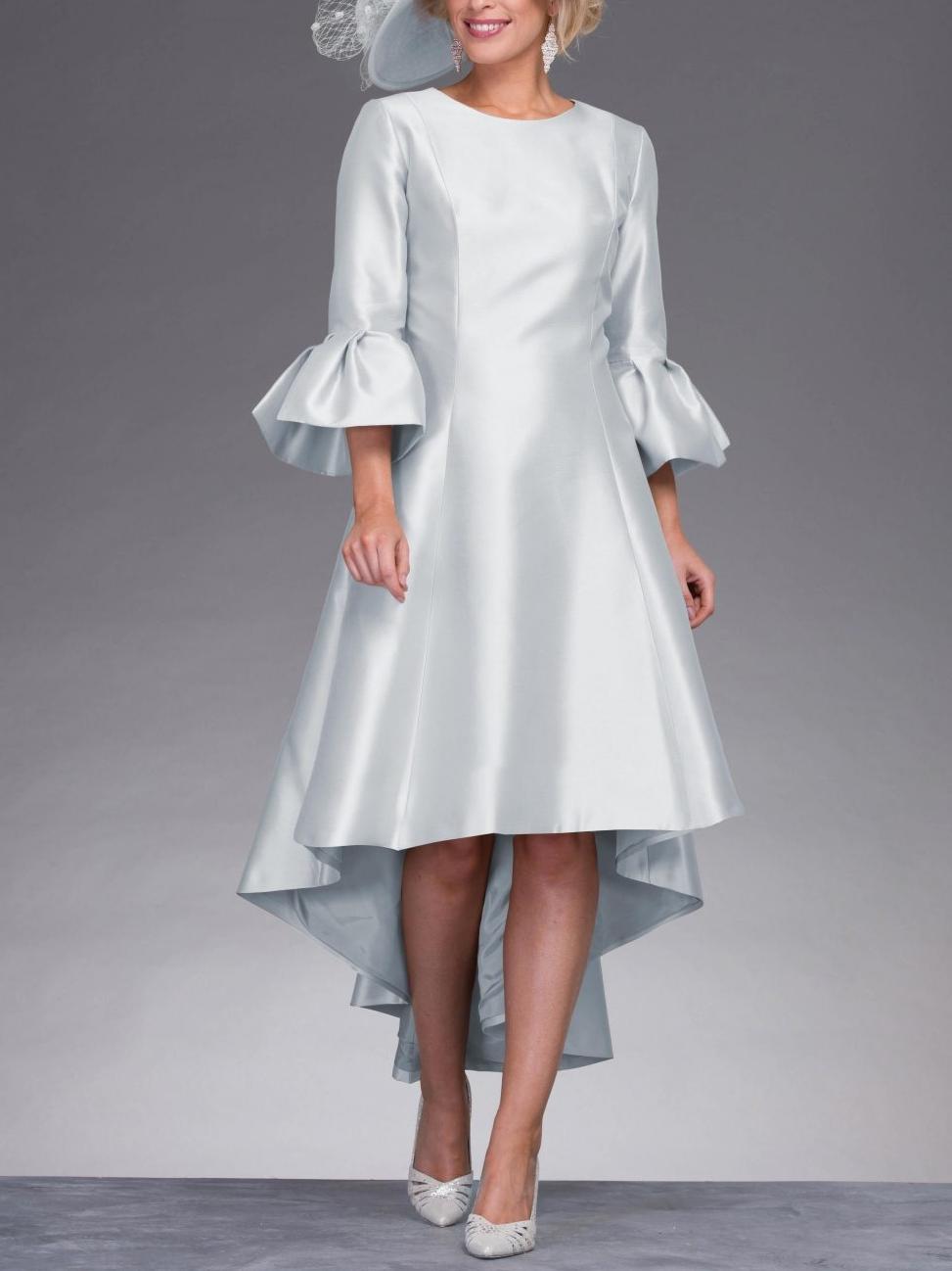 A-Line/Princess Scoop Ruffle Sleeve Knee-Length Mother of the Bride Dresses