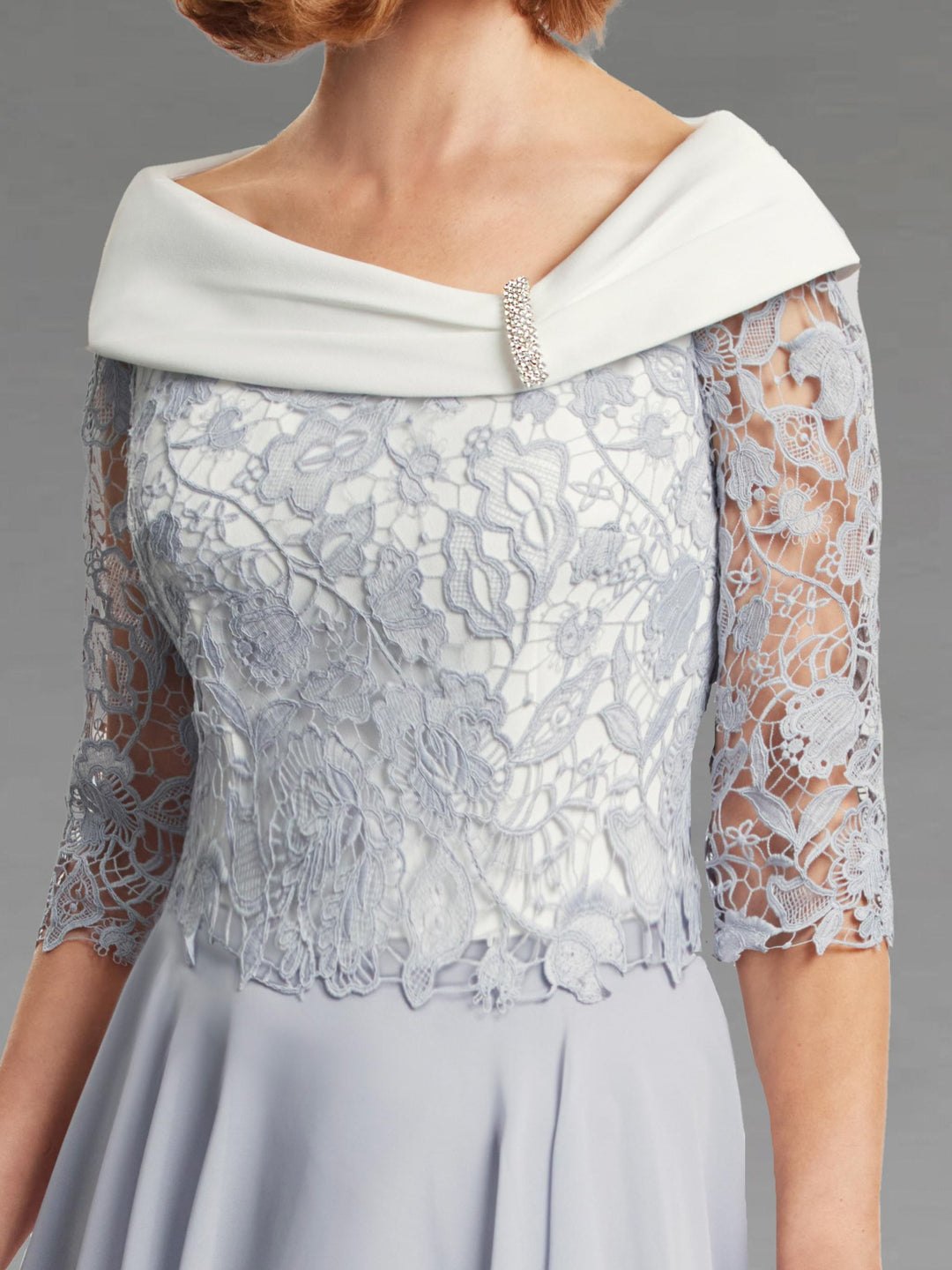 A-Line/Princess Off-the-Shoulder Tea-Length Mother of the Bride Dresses with Lace