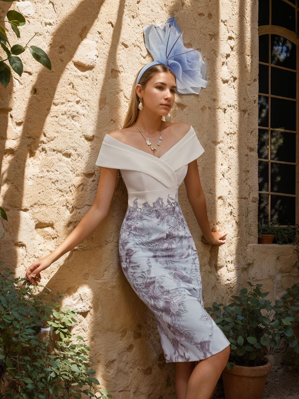 Sheath/Column V-Neck Tea-Length Mother of the Bride Dresses with Lace Appliques