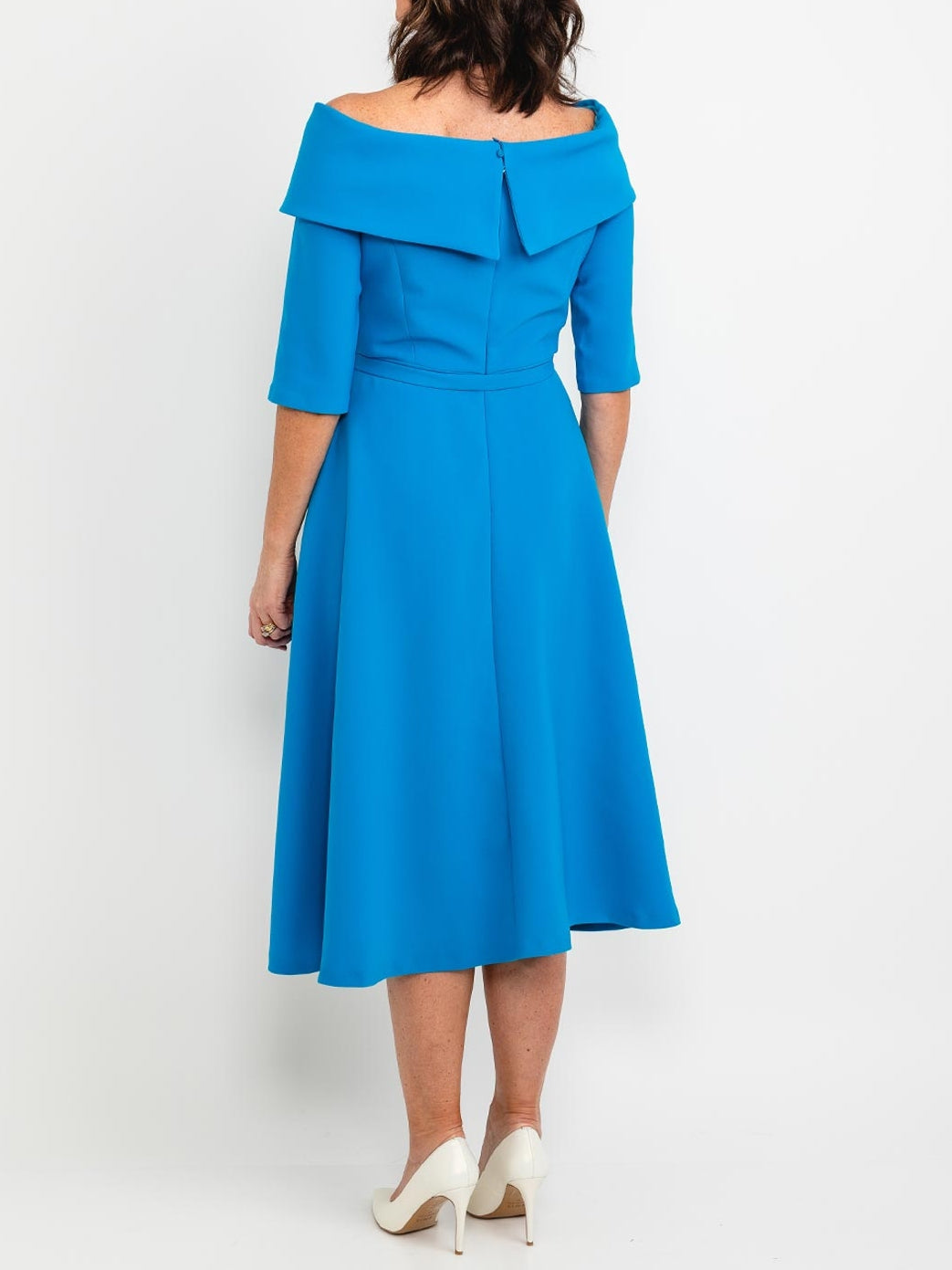 A-Line/Princess Off-the-Shoulder 3/4 Sleeves Tea-Length Mother of the Bride Dresses with Sash