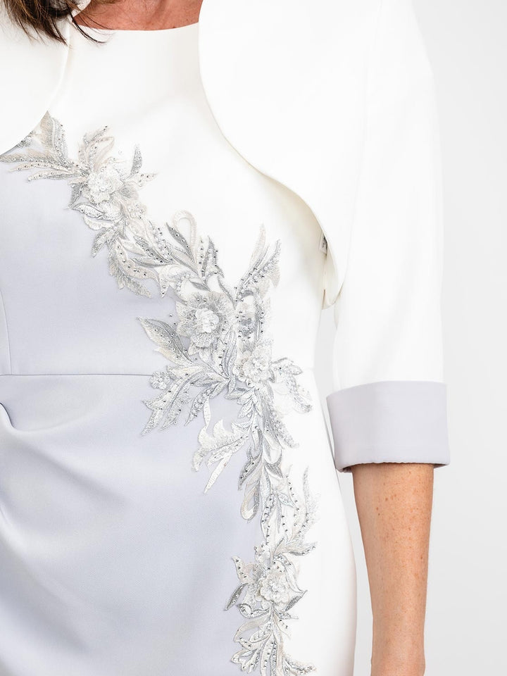 2 Piece Sheath/Column Knee-Length Scoop Short Sleeve Mother of the Bride Dress with Jacket