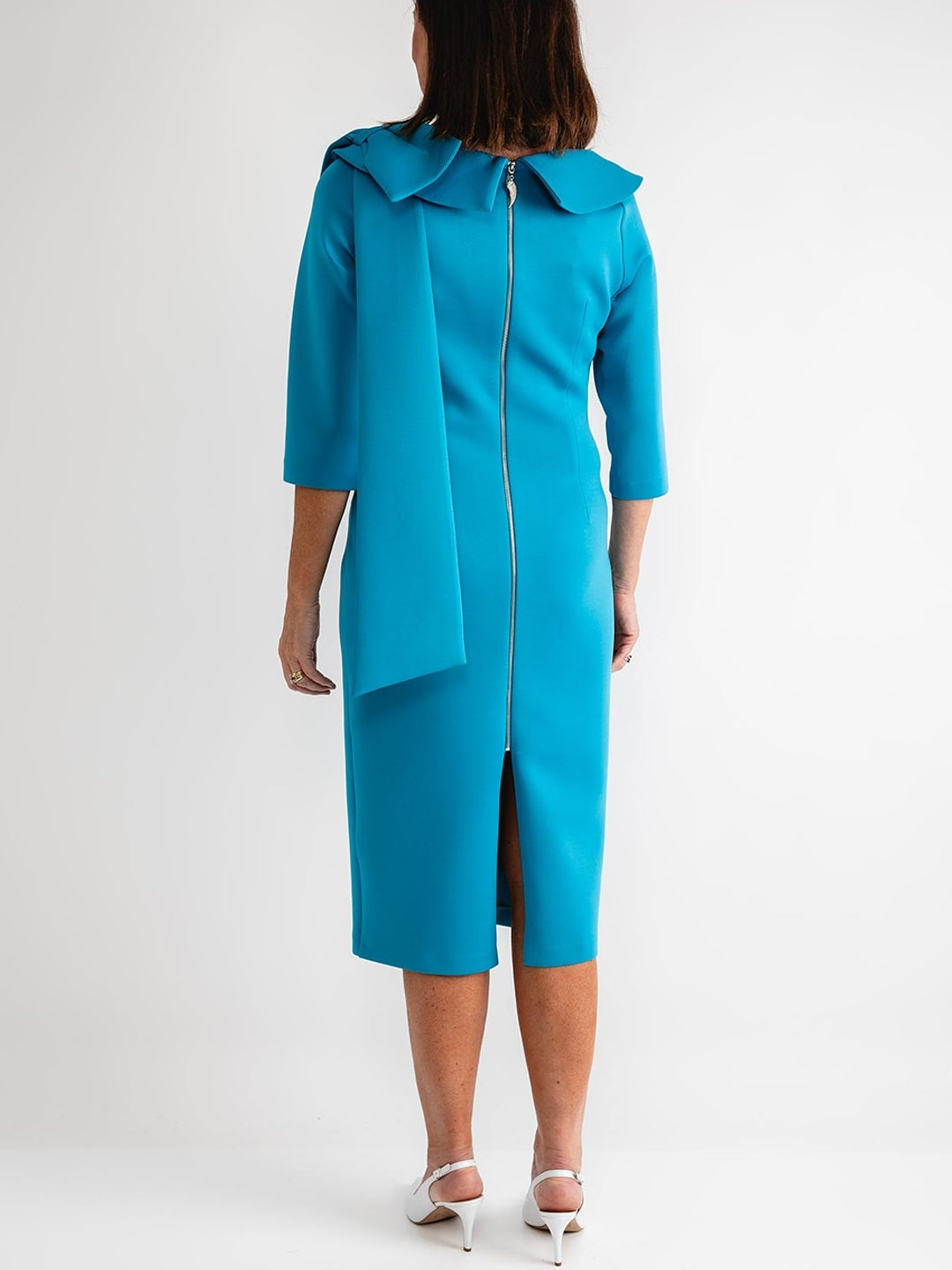 Sheath/Column Bow Neck 3/4 Sleeves Tea-Length Mother of the Bride Dresses