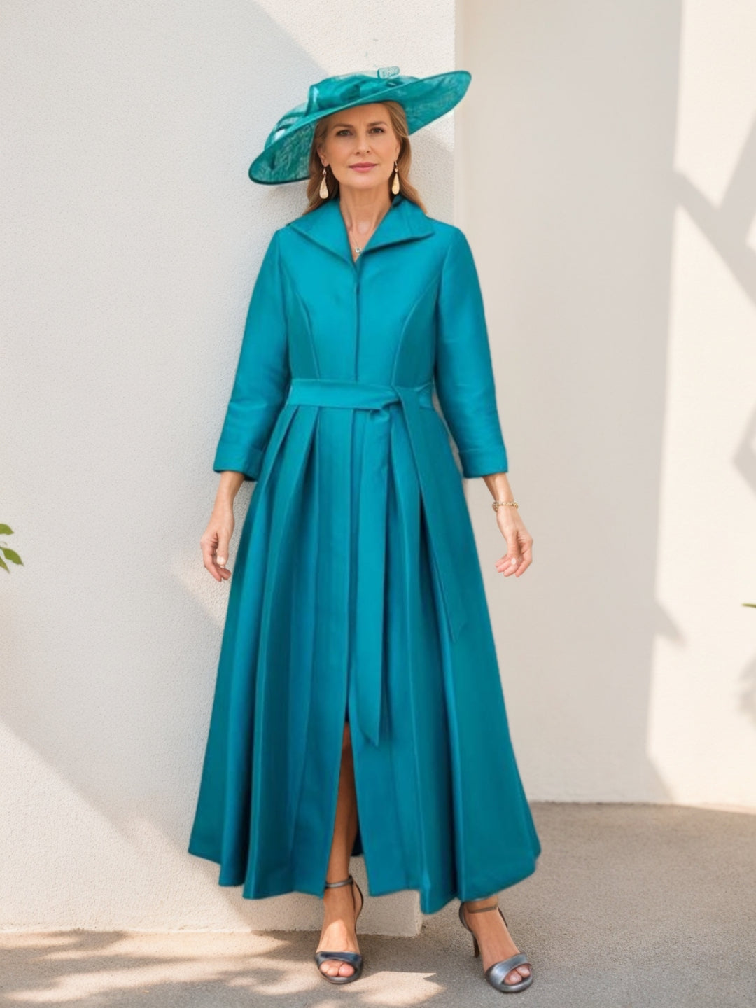 A-Line/Princess Long Sleeves Split Side Mother of the Bride Dresses with Belt Bowknot