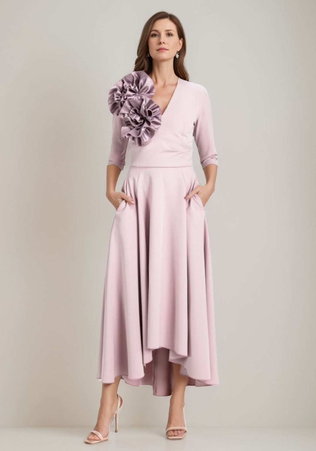 A-Line/Princess V-Neck Ankle-Length Mother of the Bride Dresses with 3D Flower