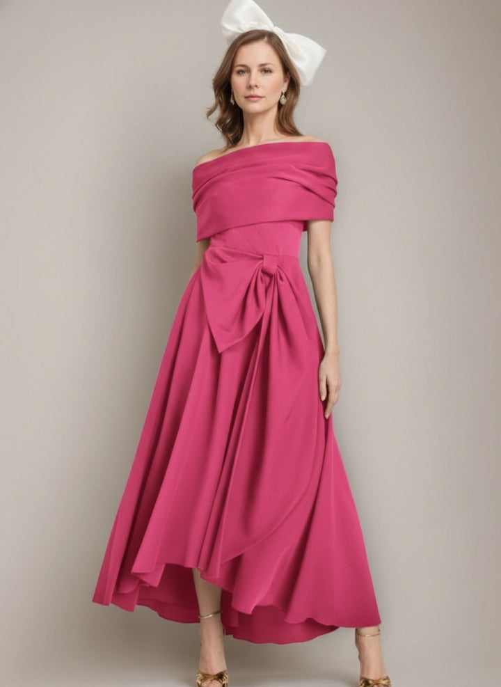 A-Line/Princess V-Neck Ankle-Length Bowknot Mother of the Bride Dresses with Cape
